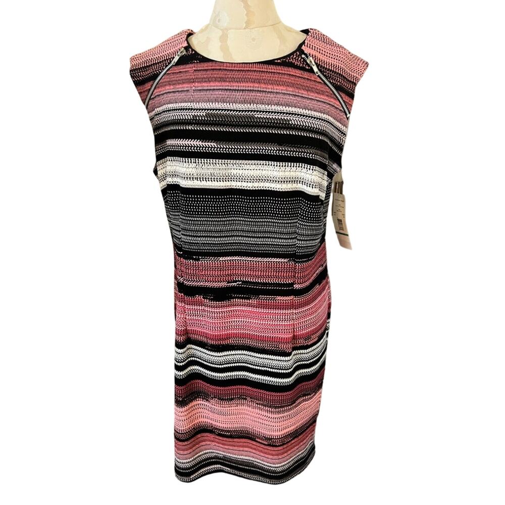 Madison Leigh Striped Knee Length Shift Dress NWT Size 16